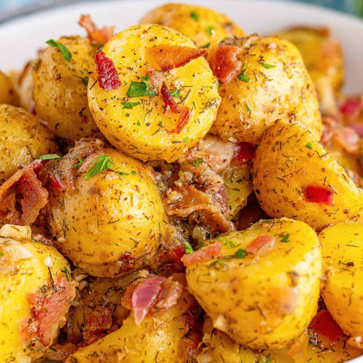 German-Inspired Warm Bacon Potato Salad for Picnics & Camping